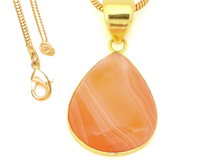 Lake Superior Agate Pendant Necklaces & FREE 3MM Italian 925 Sterling Silver Chain GPH1453