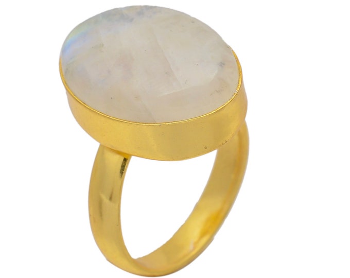 Size 6.5 - Size 8 Moonstone Ring Meditation Ring 24K Gold Ring GPR61