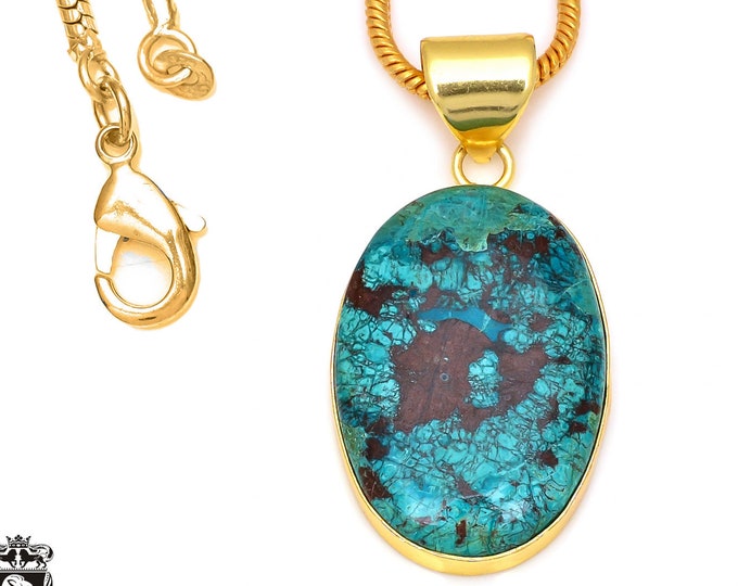 Chrysocolla Pendant Necklaces & FREE 3MM Italian 925 Sterling Silver Chain GPH66