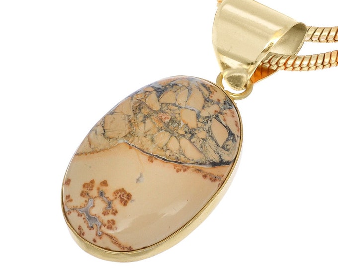 Yellow Dendritic Opal Pendant Necklaces & FREE 3MM Italian 925 Sterling Silver Chain GPH1104