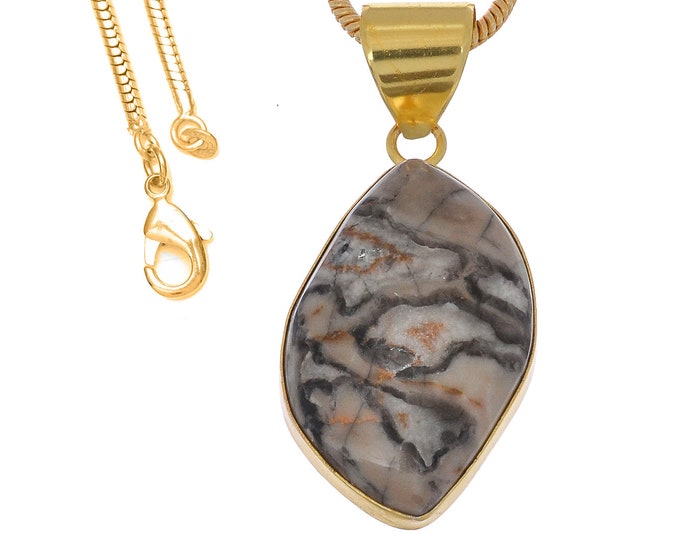 Porcelain Jasper Pendant Necklaces & FREE 3MM Italian 925 Sterling Silver Chain GPH1085