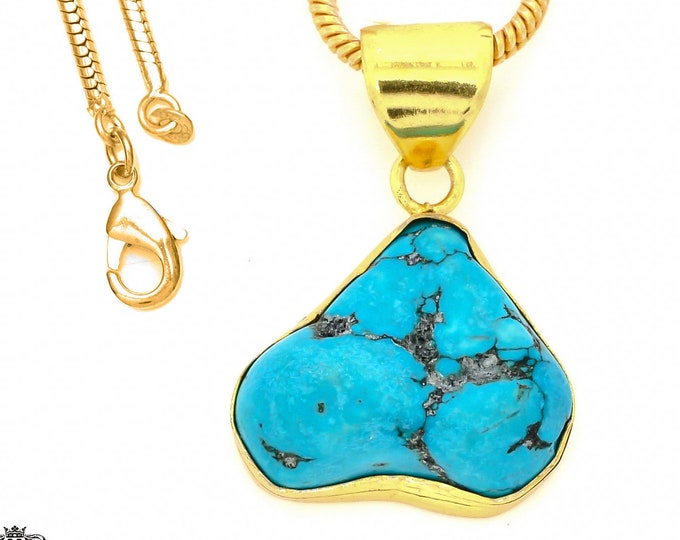 Tibetan Turquoise Nugget Pendant Necklaces & FREE 3MM Italian 925 Sterling Silver Chain GPH918