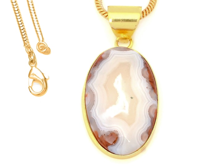 Laguna Lace Agate Pendant Necklaces & FREE 3MM Italian 925 Sterling Silver Chain GPH1622