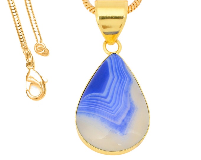 Ocean Agate Pendant Necklaces & FREE 3MM Italian 925 Sterling Silver Chain GPH1439