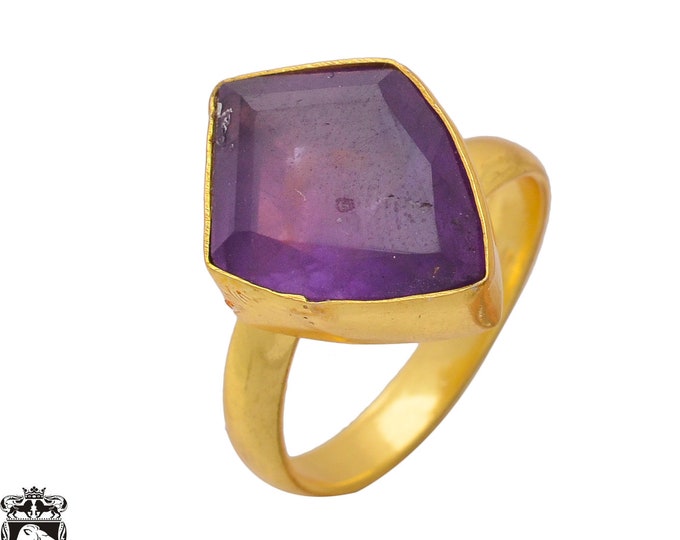 Size 9.5 - Size 11 Lavender Amethyst Ring Meditation Ring 24K Gold Ring GPR361