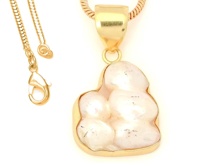 Mabe Biwa Pearl Pendant Necklaces & FREE 3MM Italian 925 Sterling Silver Chain GPH1701