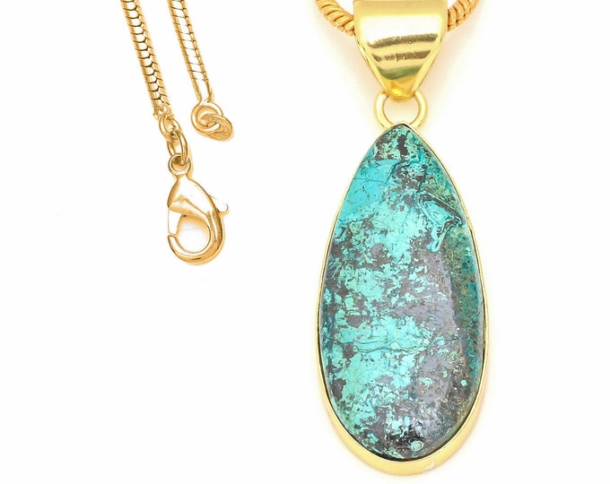 Chrysocolla Pendant Necklaces & FREE 3MM Italian 925 Sterling Silver Chain GPH499