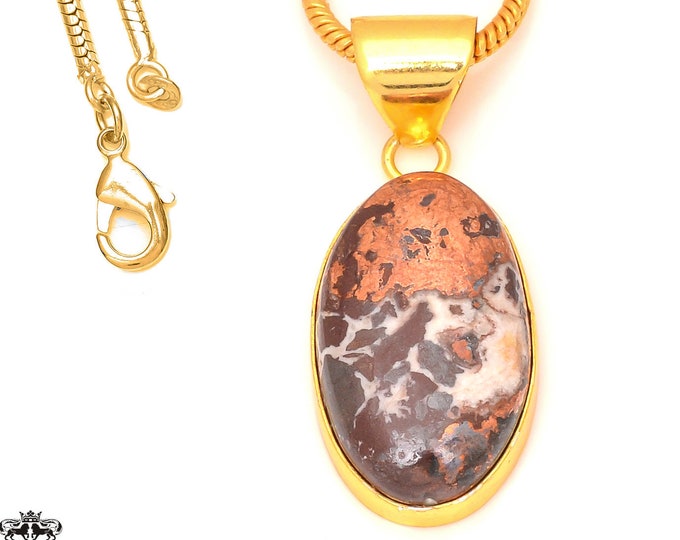 Pyritized Crazy lace Agate 24K Gold & FREE 3MM Chain GPH191