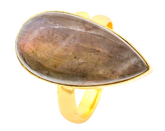 Size 10.5 - Size 12 Purple Labradorite Ring Meditation Ring 24K Gold Ring GPR1257