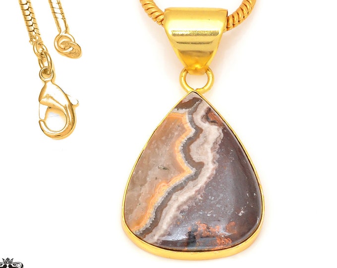 Pyritized Crazy lace Agate 24K Gold & FREE 3MM Chain GPH187