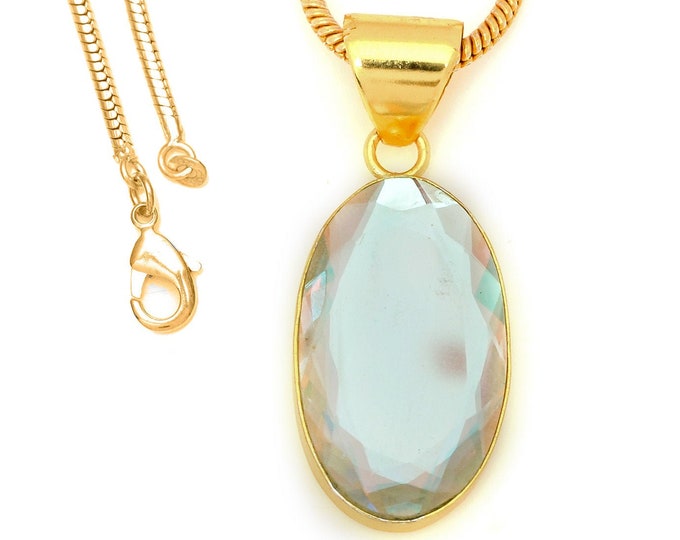 Angle Aura Quartz Pendant Necklaces & FREE 3MM Italian 925 Sterling Silver Chain GPH1759