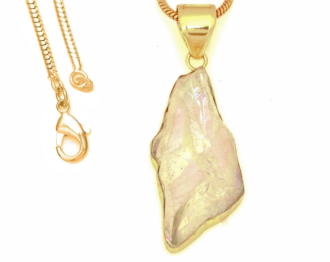 Angel Aura Quartz Pendant Necklaces & FREE 3MM Italian 925 Sterling Silver Chain GPH1717