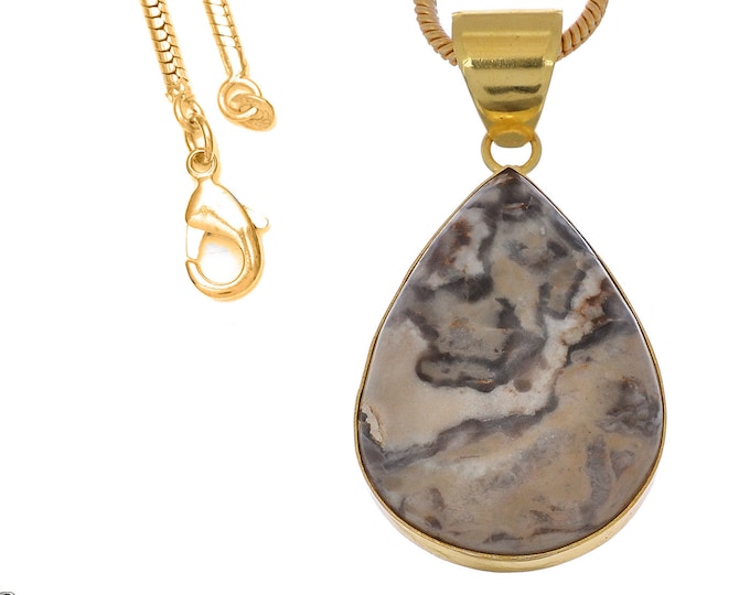 Porcelain Jasper Pendant Necklaces & FREE 3MM Italian 925 Sterling Silver Chain GPH1078