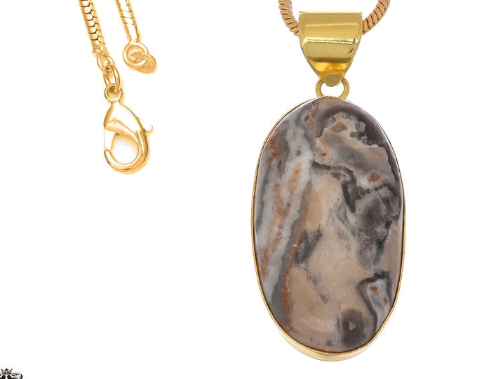 Porcelain Jasper Pendant Necklaces & FREE 3MM Italian 925 Sterling Silver Chain GPH1076