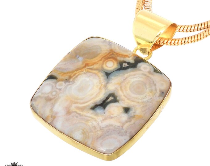 Ocean Jasper Pendant Necklaces & FREE 3MM Italian 925 Sterling Silver Chain GPH728