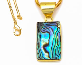 Abalone Shell 24K Gold Pendant Necklace