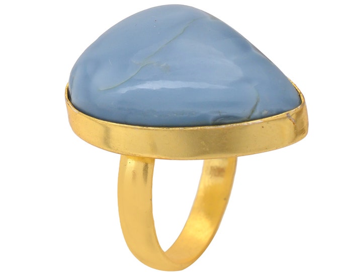 Size 9.5 - Size 11 Owyhee Opal Ring Meditation Ring 24K Gold Ring GPR1687