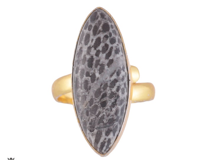 Size 8.5 - Size 10 Stingray Coral Ring Meditation Ring 24K Gold Ring GPR972