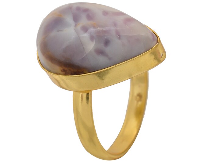 Size 10.5 - Size 12 Tiffany Jasper Bertrandite Ring Meditation Ring 24K Gold Ring GPR1574