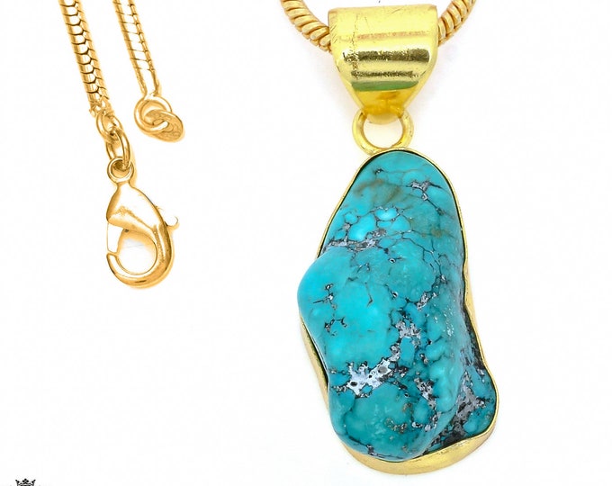 Tibetan Turquoise Nugget Pendant Necklaces & FREE 3MM Italian 925 Sterling Silver Chain GPH917