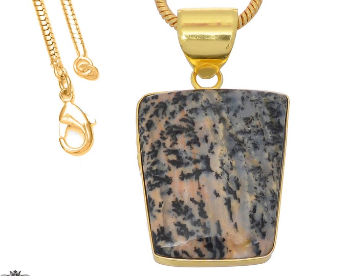 Merlinite Dendritic Opal Pendant Necklaces & FREE 3MM Chain GPH759