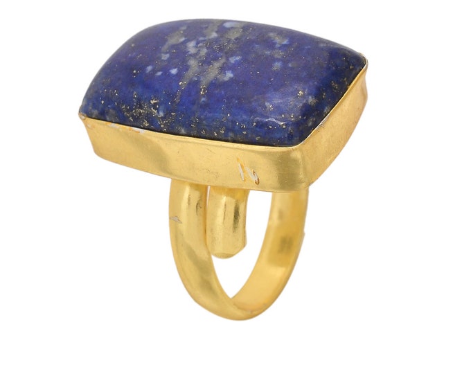 Size 6.5 - Size 8 Lapis Ring Meditation Ring 24K Gold Ring GPR1655