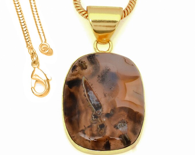 Stick Agate Pendant Necklaces & FREE 3MM Italian 925 Sterling Silver Chain GPH1768