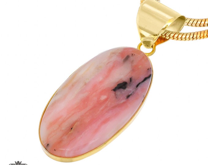 Peruvian Pink Opal Pendant Necklaces & FREE 3MM Italian 925 Sterling Silver Chain GPH997