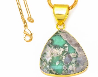 Variscite 24K Gold Pendant Necklace
