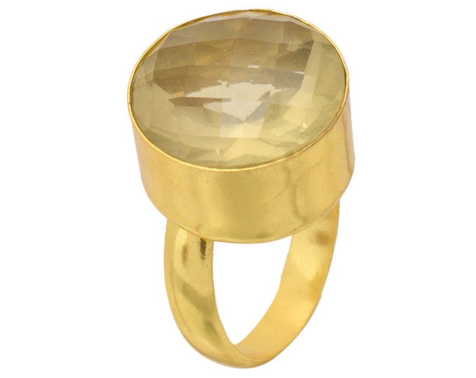 Size 7.5 - Size 9 Rutile Quartz Ring Meditation Ring 24K Gold Ring GPR1664