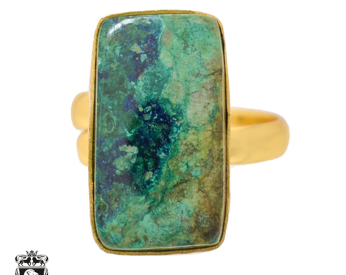 Size 9.5 - Size 11 Shattuckite Ring Meditation Ring 24K Gold Ring GPR1077