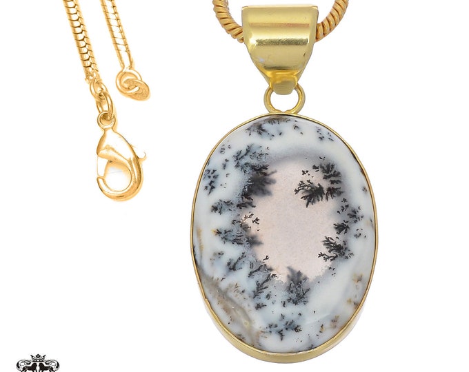 Dendritic Opal Pendant Necklaces & FREE 3MM Italian 925 Sterling Silver Chain GPH842