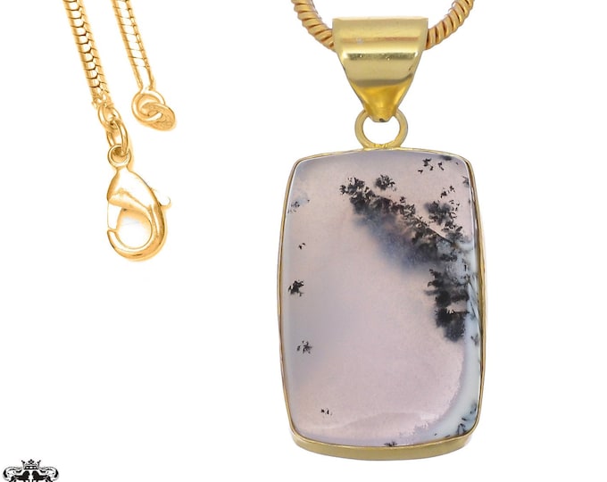 Dendritic Opal Pendant Necklaces & FREE 3MM Italian 925 Sterling Silver Chain GPH839