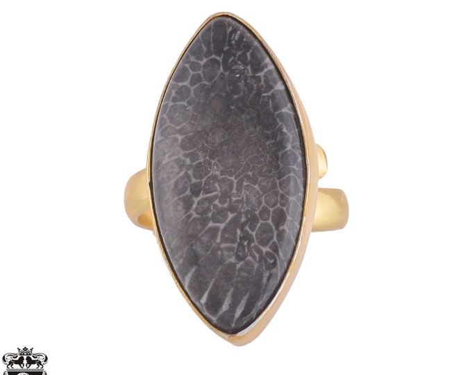 Size 6.5 - Size 8 Stingray Coral Ring Meditation Ring 24K Gold Ring GPR973