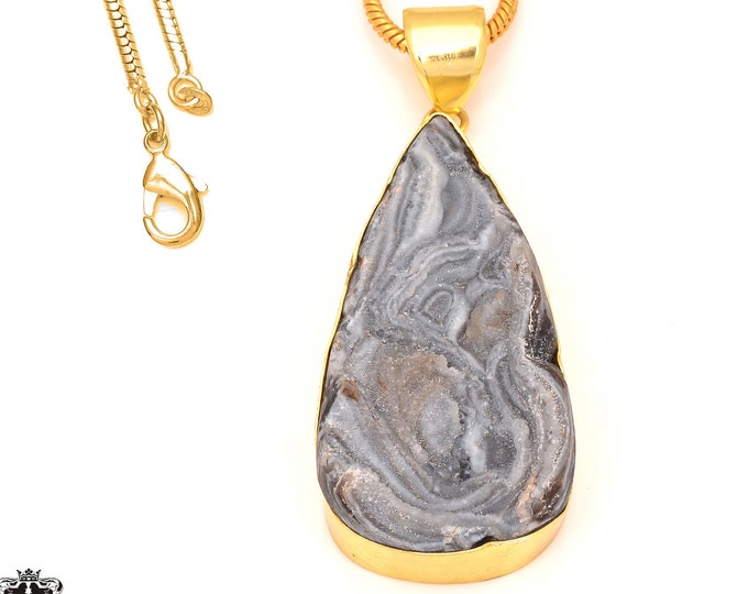 Desert Druzy Pendant Necklaces & FREE 3MM Italian 925 Sterling Silver Chain GPH219