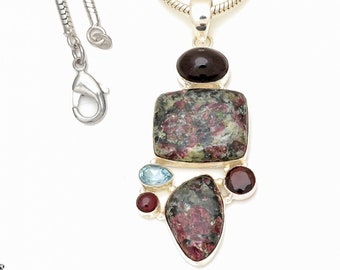 Eudialyte 925 Sterling Silver Pendant & 2MM Italian 925 Sterling Silver Chain P7693