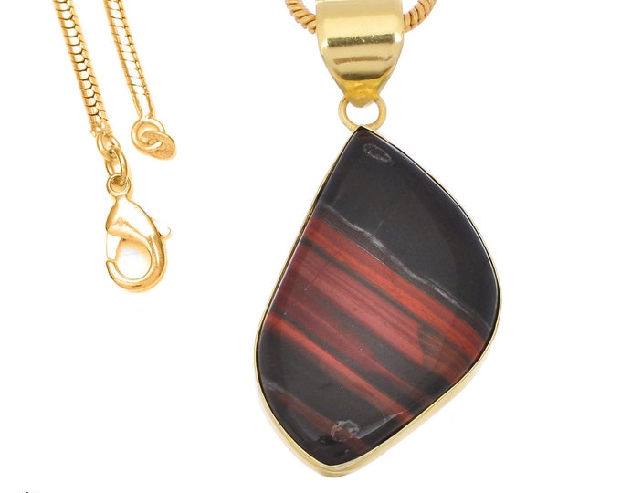 Iron Tiger's Eye Pendant Necklaces & FREE 3MM Italian 925 Sterling Silver Chain GPH1388