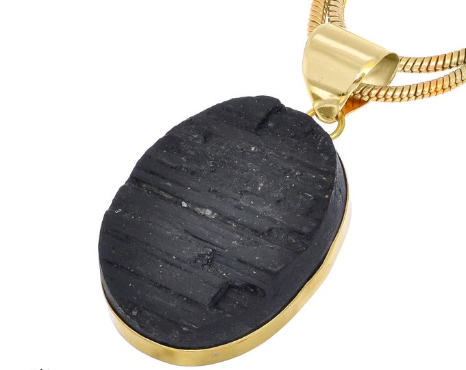 Black Tourmaline Pendant Necklaces & FREE 3MM Italian 925 Sterling Silver Chain GPH799