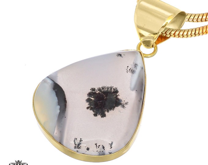 Dendritic Opal Pendant Necklaces & FREE 3MM Italian 925 Sterling Silver Chain GPH825