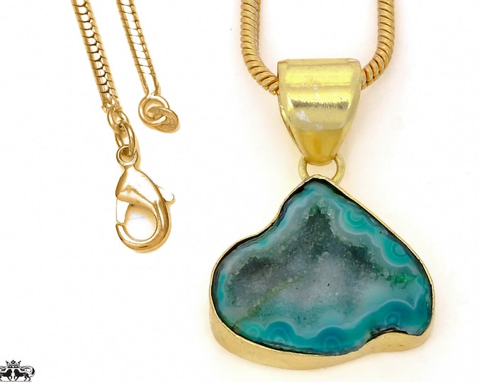 Tabasco Geode Pendant Necklaces & FREE 3MM Italian 925 Sterling Silver Chain GPH955