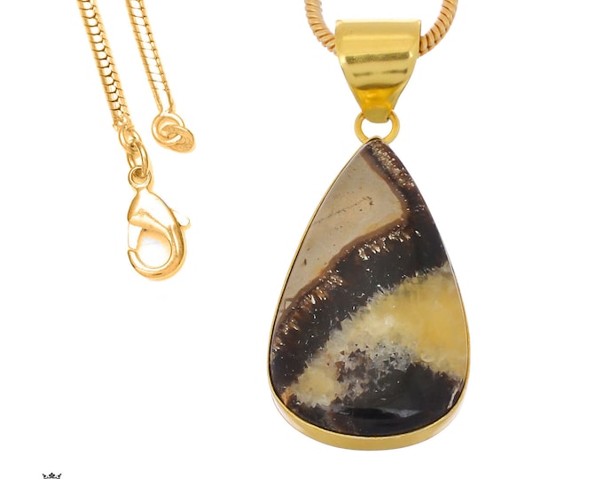 Septarian Dragonstone Pendant Necklaces & FREE 3MM Italian 925 Sterling Silver Chain GPH1347
