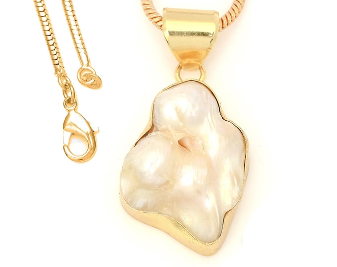 Mabe Biwa Pearl Pendant Necklaces & FREE 3MM Italian 925 Sterling Silver Chain GPH1699