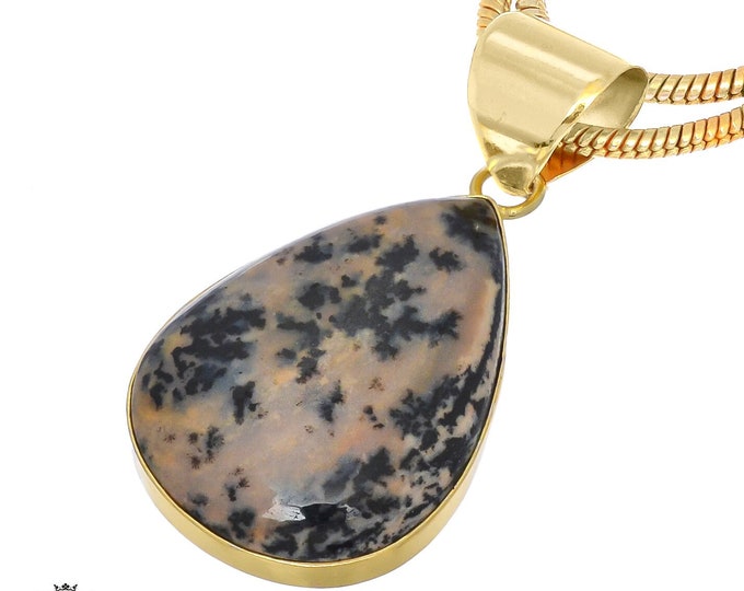 Merlinite Dendritic Opal 24K Gold & FREE 3MM Chain GPH752