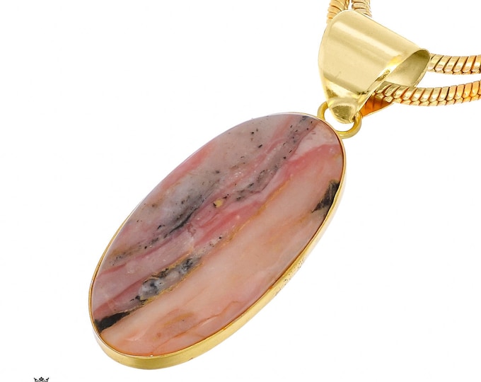 Peruvian Pink Opal Pendant Necklaces & FREE 3MM Italian 925 Sterling Silver Chain GPH995