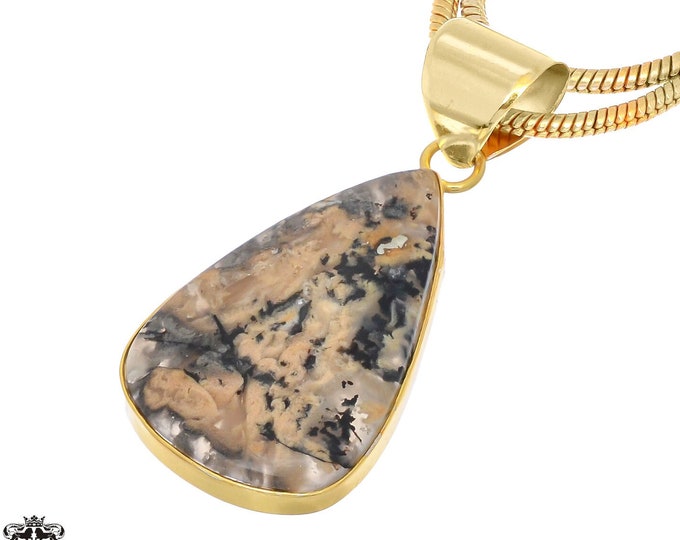 Merlinite Dendritic Opal Pendant Necklaces & FREE 3MM Chain GPH760