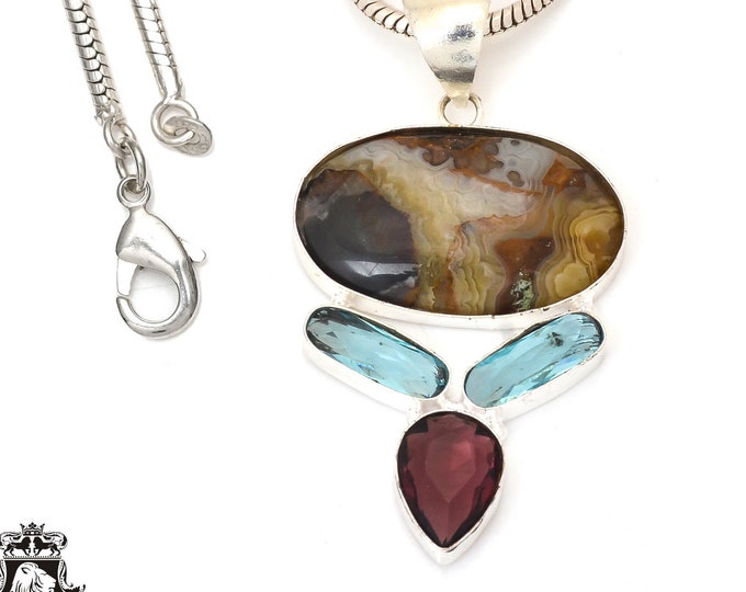 Crazylace Agate  Pendant & FREE 3MM Italian Snake Chain P7422