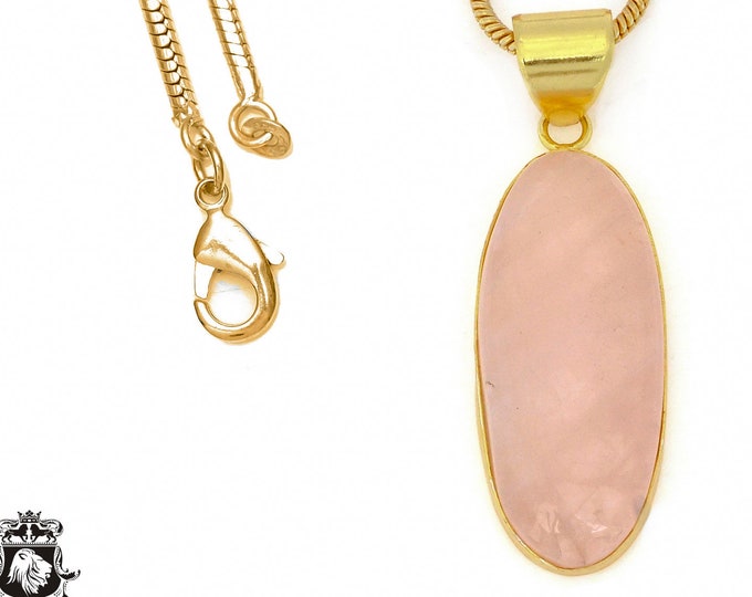 Rose Quartz Pendant Necklaces & FREE 3MM Italian 925 Sterling Silver Chain GPH983