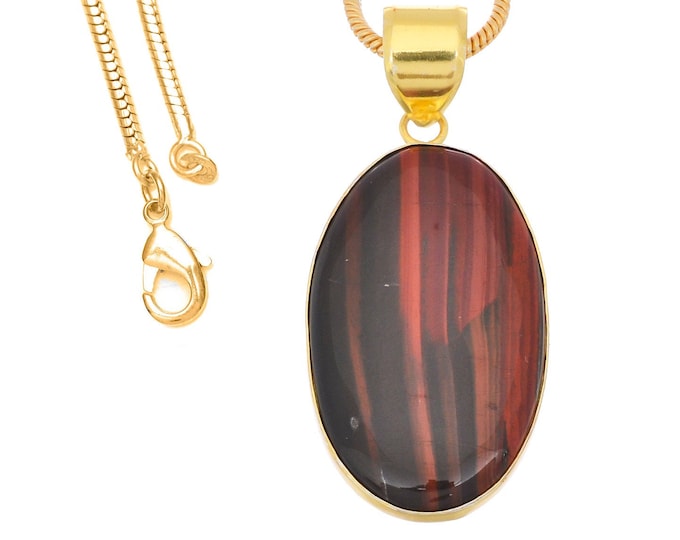 Iron Tiger's Eye Pendant Necklaces & FREE 3MM Italian 925 Sterling Silver Chain GPH1390