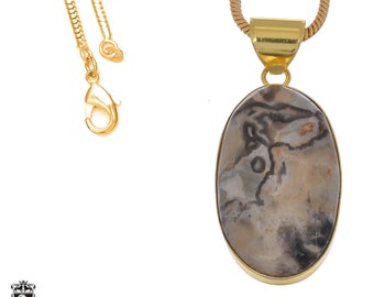 Porcelain Jasper 24K Gold Pendant Necklace