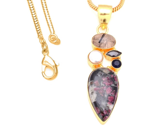 Eudialyte 24K Gold Pendant & 3mm Snake Chain GP130